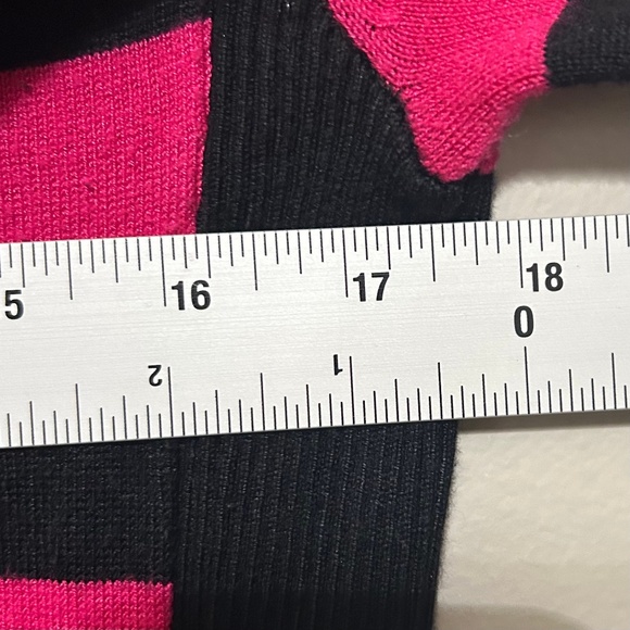 Women's Sweater XL Black Pink Stripe Colorblock Boat Neck 3/4 Sleeve Casual Top - Picture 7 of 8